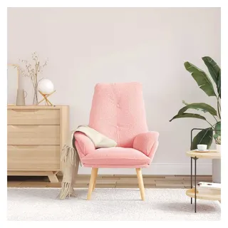 vidaXL Relaxsessel Rosa Sherpa-Stoff 69 x 74 x 93 cm Rosa mit Kissen/Rollen