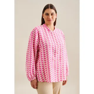 Klassische Bluse SEIDENSTICKER "Schwarze Rose" Gr. 52, bunt (rosa, pink) Damen Blusen langarm Langarm Kragen Geometrische Muster