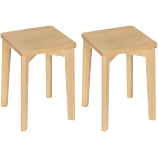 WOLTU Esszimmerstühle 2er Set, rechteckiger Sitzhocker ohne Lehne | Massivholz, für Küche Wohnzimmer Schlafzimmer Büro, Naturholzfarbe, 31 x 44,5 x 31 cm