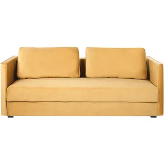 Beliani Schlafsofa Samt 3-Sitzer Gelb