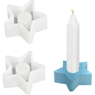 Silikonform Kerzenhalter Kerzen, Pentagramm Gießform Kerzenhalter Runder Silikonform Kerzenhalter Stabkerze für Kerzenständer Tablett,Für Ambiente, Möbeldekoration, DIY-Geschenke