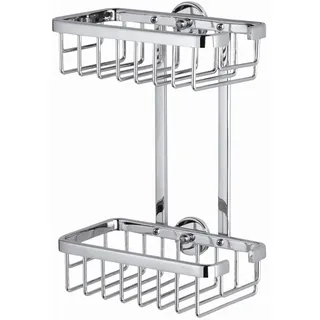 Tesa Duschkorb Aluxx zum Kleben viereckig 2 Ablagen verchromt 26 cm