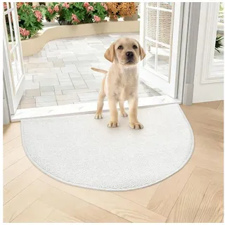 LuxusKollektion Fußmatte Schmutzfangmatte halbrund beige 80x120, rechteckig, Höhe: 10 mm weiß