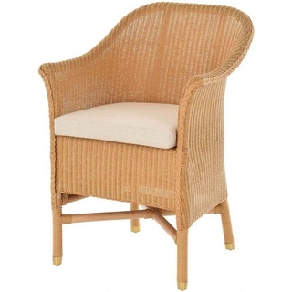 Krines Home Esszimmersessel Loom-Sessel inkl. Polster Braun aus echtem Loom-Geflecht, Komplett montiert gelb