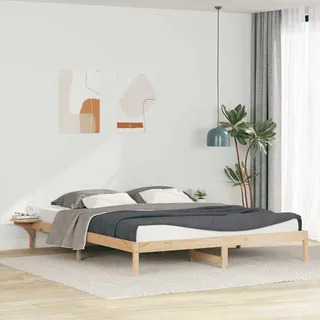 Möbel Bettgestell mit Nachttischen Natur 180 x 220 cm - Klassische Betten &60790 - Braun