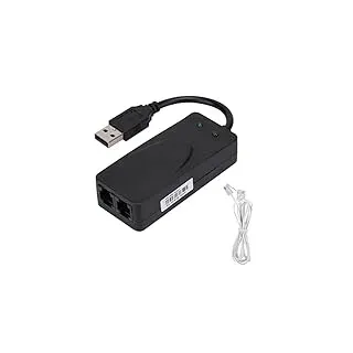 USB 2.0 56K Faxmodem, externes V.90 V.92 Modem mit Dual Ports, USB-Datenmodem kompatibel mit Win 7/Win 8/Win 10/Win XP, Auto-Dial, Ton- und Pulswahl, automatische Antwort, Auto-Retrain