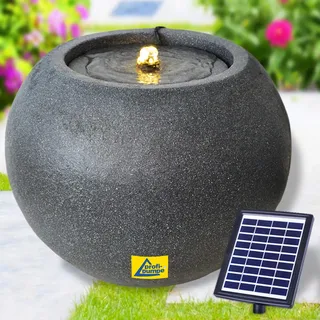 Solar Gartenbrunnen Brunnen Solarbrunnen Zierbrunnen Wasserfall Gartenleuchte Teichpumpe für Terrasse, Balkon, mit Pumpen, mit Liion-Akku & Led-Licht (Harmony)