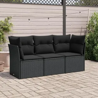 Festnight Gartensofa Rattan Sofa mit Stauraum 3 Sitzer Lounge Sofa Outdoor Rattansofa 3er Balkon Lounge Klein Balkonmöbel Couch Gartenlounge Gartenmöbel Polyrattan