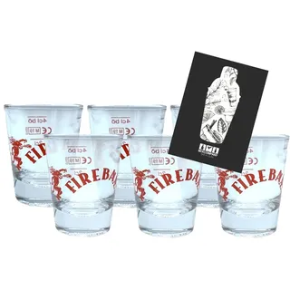 Individuelles Set mit FIREBALL Shotglas Schnapsglas Glas Gläser Set - 6x Shotgläser 2/4cl geeicht