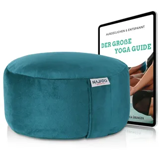 NAJATO Sports Yogakissen | Meditationskissen inkl. E-Book (PDF Datei) | Rundes Yoga Kissen mit Buchweizenschalen-Füllung | Waschbarer Bezug aus Samt | 30 cm Durchmesser, 14 cm hoch