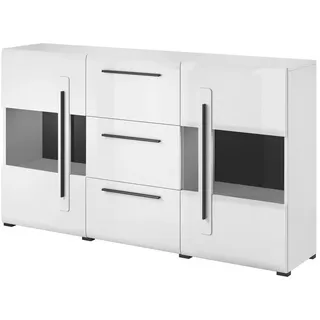 Lomadox Sideboard 180 x 103 x 39 cm Weiß / Schwarz