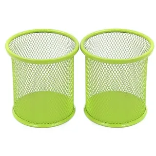 Ciieeo 2Er Set Grüner Runde Mesh Stahl Bleistifthalter 3.54 Zoll Stiftehalter Büro Schreibtisch Organizer Metall Aufbewahrung Für Kugelschreiber Scheren Lineale