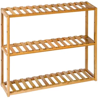 Regal Standregal Bambus Holz mit 3 Böden Bad Badezimmer Küchenregal Bücherregal