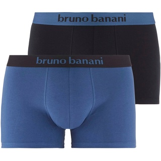 Boxershorts BRUNO BANANI "Short 2Pack Flowing" Gr. XL, 2 St., blau (jeansblau, schwarz, jeansblau) Herren Unterhosen Boxershorts Kontrastfarbenes Bündchen