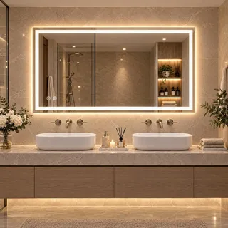 Clevich LED Badspiegel mit Beleuchtung 120x60 cm, Rechteckiger Wandspiegel | Gehärtetes Sicherheitsglas, Touch dimmbar, 3 Lichtfarben Beschlagfrei, Memory-Funktion, vertikale/horizontale Montage