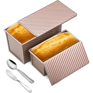 4 Stück Brotbackform Set, Toastbrot Backform mit Deckel 450g und 230g, Brotbackf