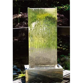 Köhko Springbrunnen Muro XL Höhe ca. 175 cm mit LED-Beleuchtung aus Edelstahl Wasserwand Wasserspiel für Garten Terrasse