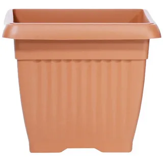 KAGM Pflanzkübel Blumenkübel aus Kunststoff quadratisch in Terracotta braun 7 l | 24 cm x 20 cm x 24 cm