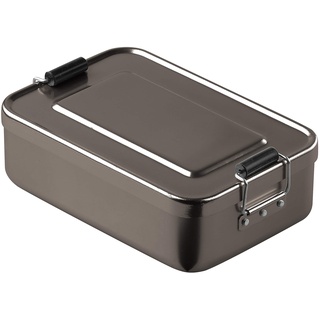 elasto Robuste Brotdose Brotbüchse Lunchbox Aluminium Vesperdose Pausenbox BPA-Frei Vorratsdose Brotdose aus Metall 18 x 12 x 5cm (Anthrazit)