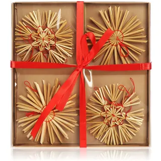 com-four® 12-teiliges Strohsterne Set - Christbaum-Schmuck - Stroh-Anhänger für den Weihnachtsbaum - natürlicher Christbaum-Behang - Weihnachtsdekoration - Ø 10 cm