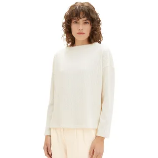 Sweatshirt TOM TAILOR Gr. XL, weiß (whisper wh) Damen Sweatshirts mit Drop-Shoulder Naht