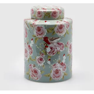 EDG Enzo De Gasperi Potiche Vase mit Deckel Ching Mit Rosen 28x20cm Blau Ce