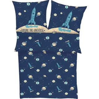 s.Oliver Satin Tiere Blau 140 x 200 cm + 70 x 90 cm