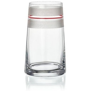 Crystalex Tischvase Vase Dekovase Kristallvase Stripes rot, gelb, blau oder grün 180 mm (1 St., 1 Vase), Kristallglas, handbemalt rot|weiß