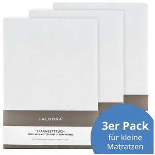 LaLoona Spannbettlaken Weiß, Baumwolle, Gummizug: rundum, Bettlaken Set für kleine Matratzen 40 x 90 cm 3x Baby Spannbetttuch weiß