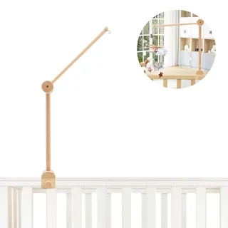 Coriver Baby Mobile Halterung Holz, Verstellbarer Mobile Halterung Wickeltisch, Abnehmbarer Mobile Krippe Halter für Babybett,Baby Mobile Hanger Stange für Windspiele Bettglocke Baby Bett Spielzeuge