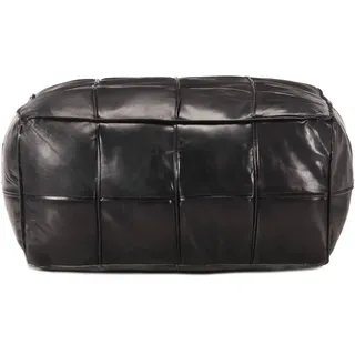 vidaXL Pouf Leder 60 x 60 x 30 cm Schwarz