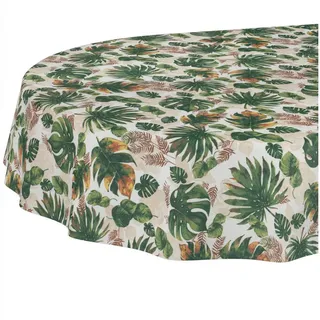 ANRO Tischdecke abwaschbar Tischtuch Baumwolle Polyester wasserabweisend (Einzelstück 1-tlg), Schmutzabweisend Aquarell Dunkelgrün Oval 220x140cm grün Oval | 140 cm x 220 cm