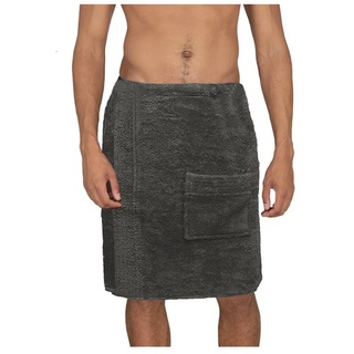 JEMIDI Saunatuch, Sauna Frottee Kilt Sarong M-XXL Herren 100% Baumwolle Saunakilt Saunasarong Saunatuch grau