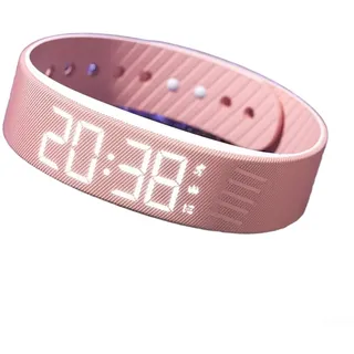 Geräuschlose Vibrationsalarmuhr, wasserdichte Fitnessuhr mit Schrittzähler, Schlafüberwachung, Smart-Armband mit USB-Aufladung (Rosa)