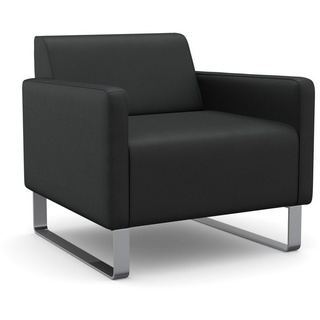 machalke® Sessel single, Ledersessel mit Metallkufen schwarz
