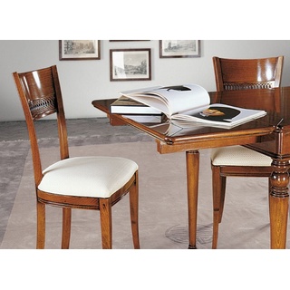 Casa Padrino Luxus Biedermeier Esszimmerstuhl Set Weiß / Gold / Braun - Handgefertigtes Küchen Stühle 6er Set - Biedermeier Esszimmer Möbel - Luxus Qualität - Made in Italy