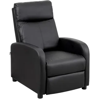 Baroni Home Lehnsessel aus weichem Schaumstoff, mit Rückenlehne zum Schieben, Fußstütze, rutschfeste Füße, Relax-Sessel, einfache Montage, bequem, Schwarz, 66 x 75 x 99 cm