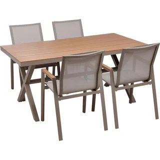 Beliani Gartenset Taupe aus Aluminium Kunstholz 4-Sitzer mit Tisch Stühle Modern für Garten Terrasse Außenbereich Outdoor - Grau/Hellbraun