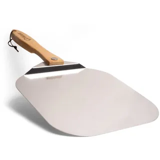 Chef Pomodoro Pizzaschieber mit einklappbarem Holzgriff, 30,5 x 35,6 cm - Hochwertige Pizzaschaufel aus Aluminium - Gourmet Pizzaheber für hausgemachte Pizzen, Backen, Brot - Pizza Zubehör