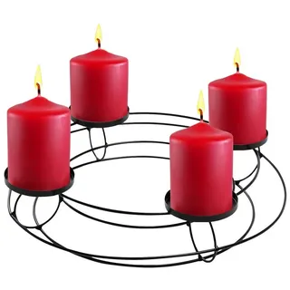 Spetebo Metall Adventskranz in schwarz für 4 Stumpenkerzen - Ø 30 cm - Kerzenhalter im Gitter Design mit 4 Kerzentellern - Weihnachtsdeko Kerzenständer Adventsleuchter Weihnachtskranz