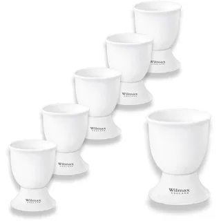 Wilmax | Eierbecher 6er-Set | Eierständer aus Porzellan | Weiß | Frühstück Eierhalter | 5 x 6,5 cm | Spülmaschinenfest | Für die Mikrowelle | Modern