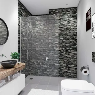 Breuer Duschrückwand Maueroptik anthrazit 100 x 255 cm