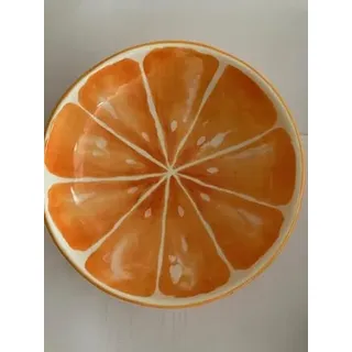 Exner GmbH Keramik Müslischale mit Orangen Motiv, Gelb, Rund, 20x5cm, Obstschale Schüssel