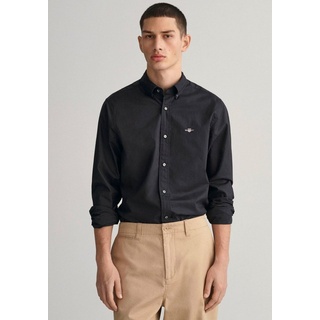 Gant Langarmhemd Slim Fit Popeline Hemd leichte Baumwolle strapazierfähig pflegeleicht mit klassischer Logostickerei auf der Brust schwarz