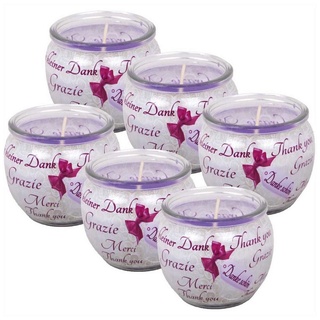 HS Candle Duftkerze (6-tlg), Kerze im Glas, Spruch-Kerze 6er Pack mit ca. 22 Std. Brenndauer, Höhe: 6cm, Ø7cm lila