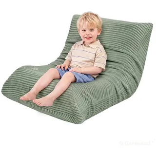 MISIOO Kindersessel Ab 1 Jahr - Premium Sessel für Kinder mit Dynamic-Response-Technologie - Ergonomisch Gepolstert - 60x45x40 cm - Corduroy Material - Grün
