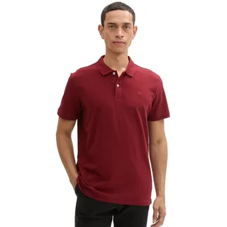 TOM TAILOR Poloshirt Basic Baumwoll-Piqué rot M