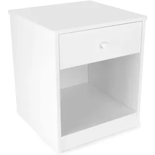 Leomark Nachttisch aus Holz - White Classic - Nachtschränkchen mit Schublade, Nachtschrank für Kinder, Weiß Nachtkonsole, Höhe: 40 cm
