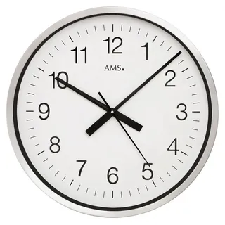 AMS F5949 XXL-Funkwanduhr mit geschliffenem Aluminium-Gehäuse - Silber