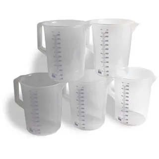 5 x HÜNERSDORFF Messbecher Messkanne mit Griff Kunstoff transparent 5000ml 5 L